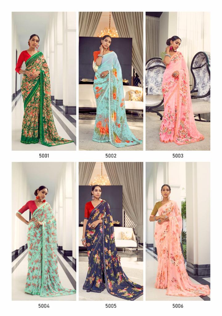 Kashvi Arth Silk Latest fancy regular Casual Wear Printed Georgette With Border Saree Collection
